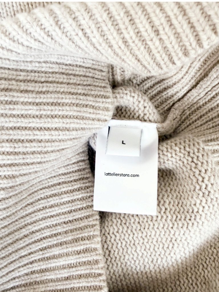 Lattelier High Neck Boxy Oversized Camel Hair & Wool Knit Sweater Nwt New L — image 5 of 7